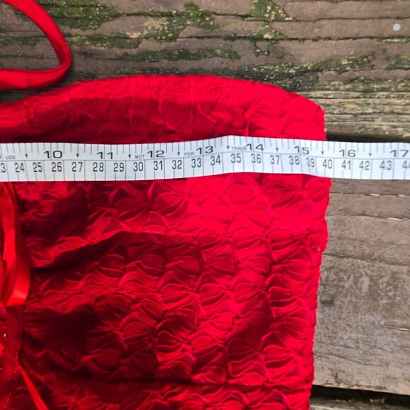 Studio F Vtg 90s Y2K Fairy Whimsigoth Sheer Lace Handkerchief Hem Red Dress XL - Picture 9 of 10